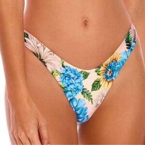 Agua Bendita Floral Bikini Bottom in Blue, Yellow, Green, White